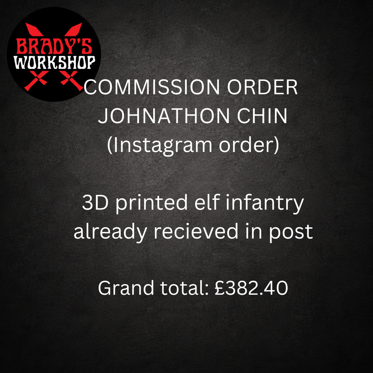 COMMISSION ORDER FOR JOHNATHON CHIN