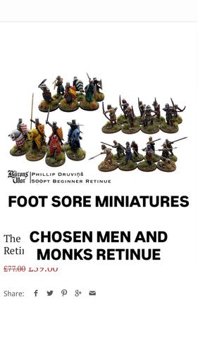 Footsore Miniatures: CHOSEN MEN AND MONKS RETINUE 500pts For KEVIN GAULT