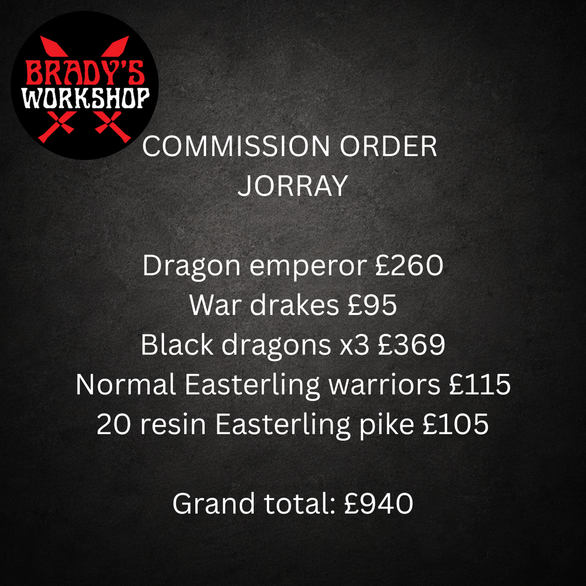 COMMISSION ORDER FOR JORRAY