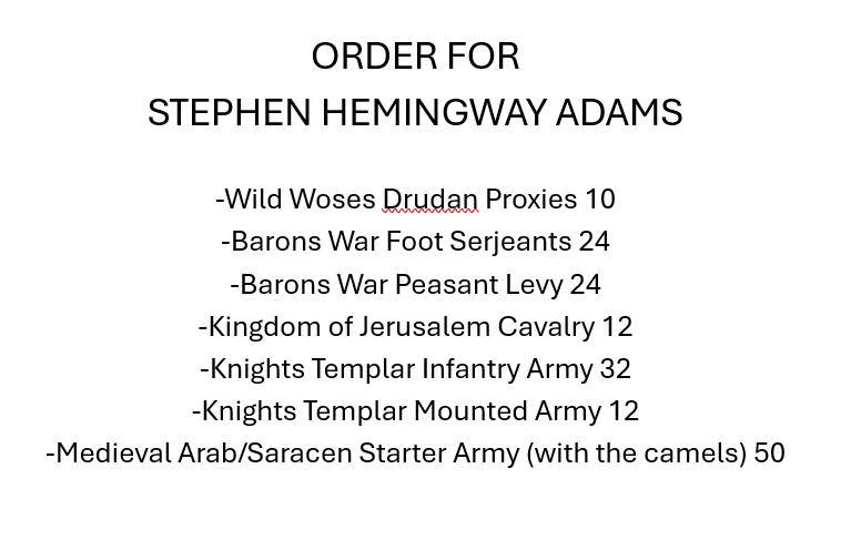 ORDER FOR STEPHEN HEMINGWAY ADAMS